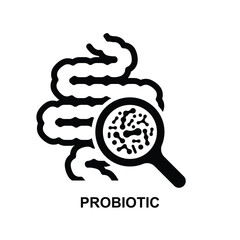 Probiotic icon.Probiotics are live microorganisms that are intended to have health benefits when consumed or applied to the body isolated on background vector illustration.