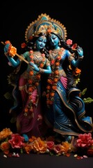 Fototapeta premium Krishna is a major deity in Hinduism. He is worshipped as the eighth avatar of Vishnu and also as the Supreme God in his own right.
