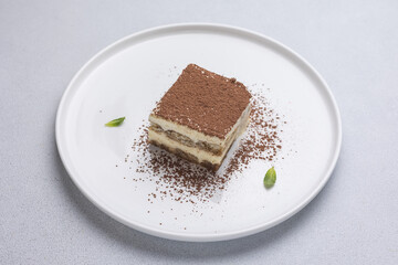 A delicious dessert in a restaurant. Close-ups