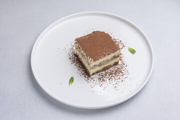A delicious dessert in a restaurant. Close-ups