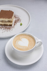 A delicious dessert in a restaurant. Close-ups