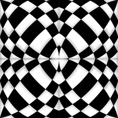 3D Illustration of hypnotic geometric optical illusion on black and white colour background.