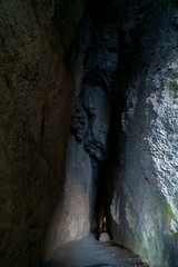 Settlement Novyi Svet, Crimea. Through grotto. Cape Kapchik. Attraction - Golitsyn trail