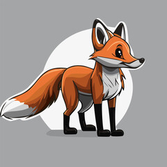 Obraz premium Cute red furry cartoon fox, illustration vector 10 eps.