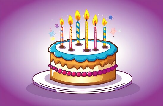  Illustration of a birthday cake with candles