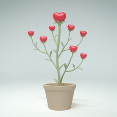 Heart plant on white background, 3D render	