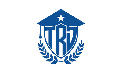 TRD three letter iconic academic logo design vector template. monogram, abstract, school, college, university, graduation cap symbol logo, shield, model, institute, educational, coaching canter, tech