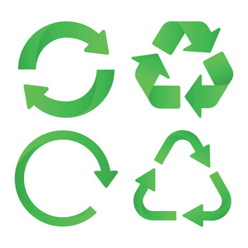 Set of four graidnet green recycling signs