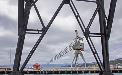 Crane at Lambton harbour, Queens warf, City of Wellington New Zealand.