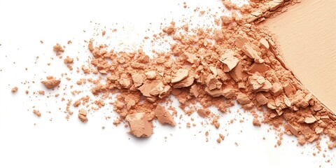 Translucent compact powder texture isolated on white background