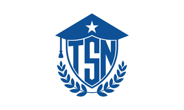 TSN three letter iconic academic logo design vector template. monogram, abstract, school, college, university, graduation cap symbol logo, shield, model, institute, educational, coaching canter, tech