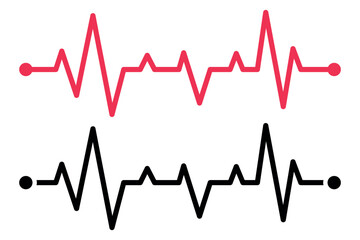 Two ecg lines in red and glyph