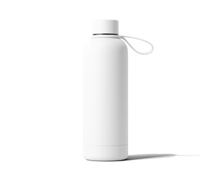 Blank White Sport Hydro Flask Water Bottle Packaging, Portable Bottle Isolated On Transparent Background, Prepared For Mockup, 3D Render.
