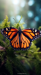 Fototapeta premium Close-Up Macro Shot of a Beautiful Orange Butterfly