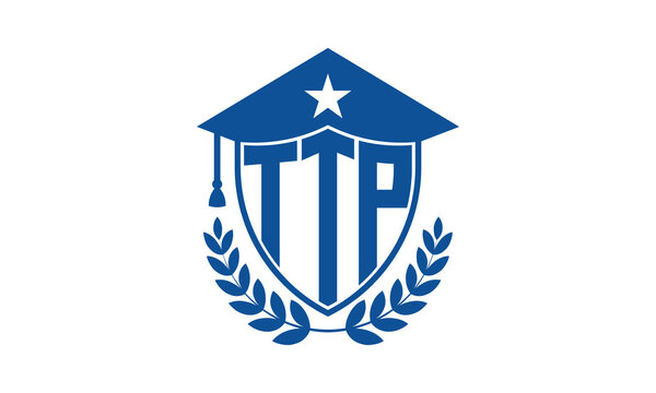 TTP three letter iconic academic logo design vector template. monogram, abstract, school, college, university, graduation cap symbol logo, shield, model, institute, educational, coaching canter, tech