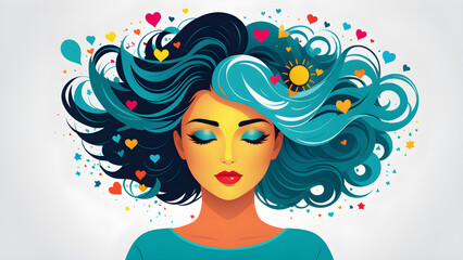 mental health stress-free art and creativity vector illustration