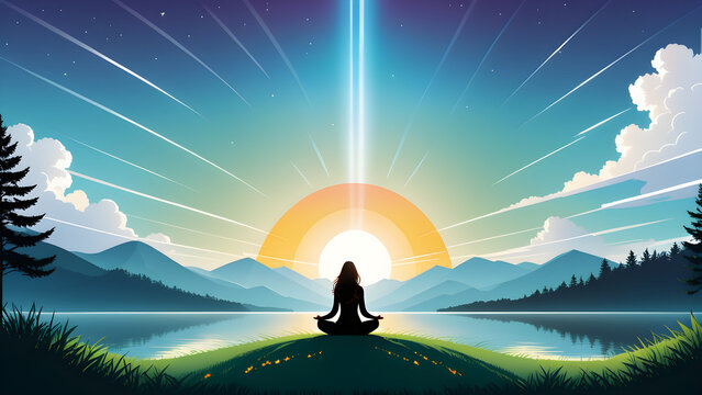 mental health stress free gratitude practice vector illustration