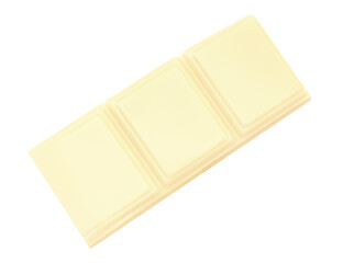  White Milk Chocolate  isolated on white background. Chocolate bar pieces top view