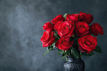 Romantic red rose bouquet symbol of love and passion. Floral beauty with fresh roses perfect for valentine day. Nature elegance in bunch of blooming ideal for weddings and anniversaries