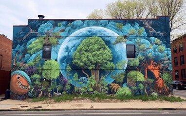 Mural on Building Wall for Earth Day