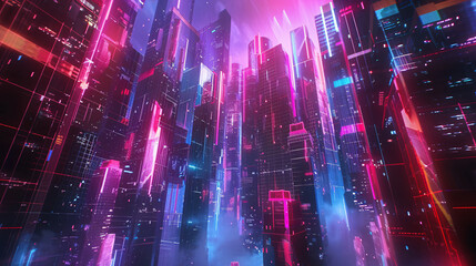 urban Skyline Enhanced by a Striking 3D Glow Background.