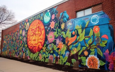 School Wall Mural on Earth Day