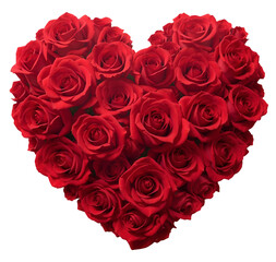 Red roses arranged in a heart-shaped pile for Valentine's Day. Wedding heart frame.