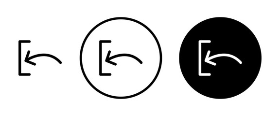 Left Arrow line icon set. Previous arrow hint indication vector symbol in black and blue color.