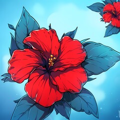 Blue flowes background HD generated ai