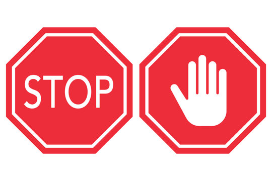 Two red stop signs set