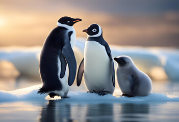 Fototapeta premium two penguins on the rocks