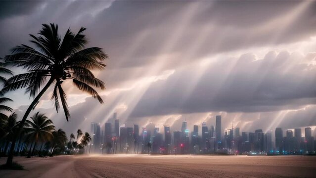 palm tree in a storm