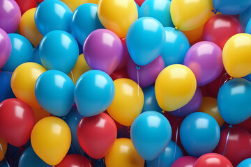 Fototapeta na wymiar Balloon Background with Vibrant Party Decorations for Birthday Celebration