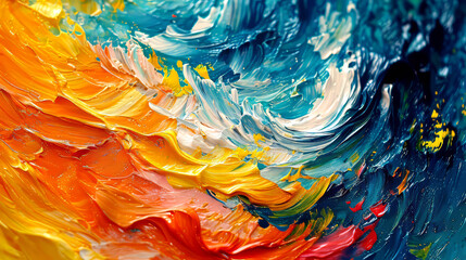 Abstract background of colorful oil paint splashes on a water surface