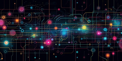 Obraz premium Digital Synapse - Colorful Circuitry Network Illustration