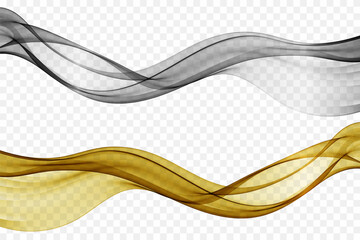 Golden and silver wave. Abstract vector wave stream. - obrazy, fototapety, plakaty