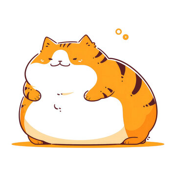 Chubby cat with fat belly cartoon images. Cat is full cartoon image.