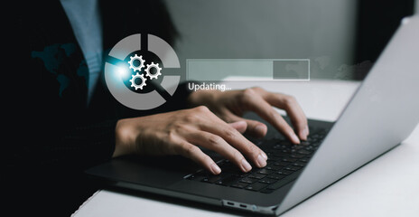 Operating system upgrade concept, installation app and software update process, update functions,...