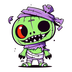 Chibi zombie monster game character. Cute Zombie monster cartoon.