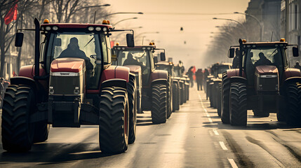 Rural Uprising: Angry Farmers Protest Government Policies, Blocking City Streets and Causing Traffic Jams - obrazy, fototapety, plakaty