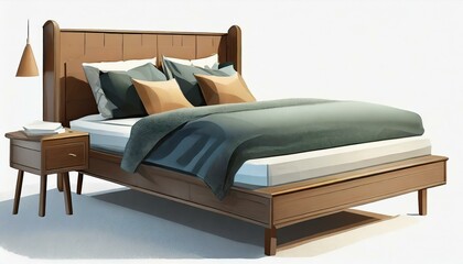Simplicity and Style: Single Bed for Teens in a Clean White Background Isolation"