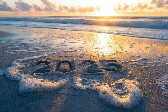 Photo of 2025 year text made out of sand
