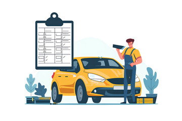 自動車の点検をする自動車整備士
