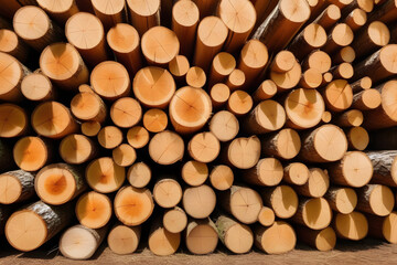 Firewood Logs for Fireplace. Renewable Energy Source. Forestry Industry and Conservation