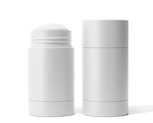 Blank White Plastic Cosmetic Clay Mask Stick Packaging Isolated On Transparent Background, Prepared For Mockup, 3D Render.