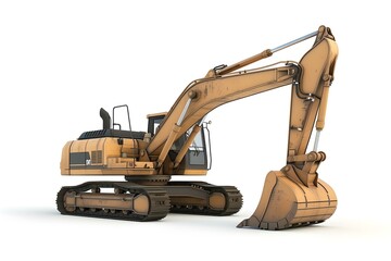 Modern excavator on a white background. construction machinery imagery. concept of industrial equipment for heavy-duty work. AI