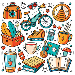 Lifestyle Illustration Vector Icon Doodle Set Bundle