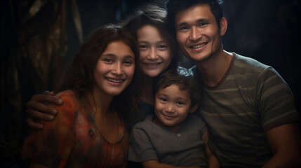 Fototapeta premium portrait of family at night