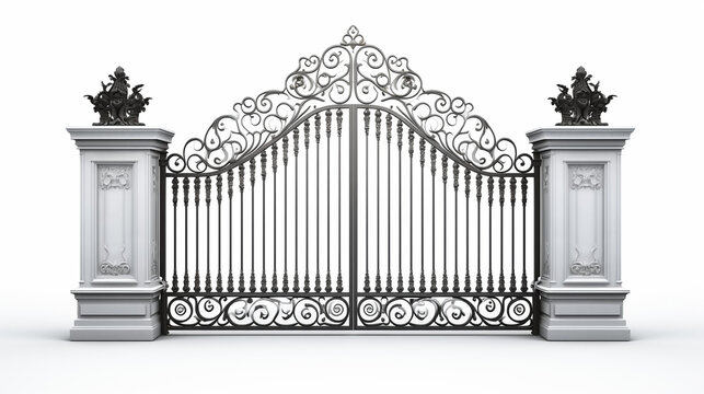 recommend clip art: wrought iron gate on isolated white background 