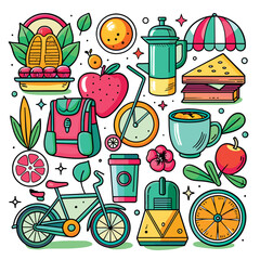 Lifestyle Illustration Vector Icon Doodle Set Bundle